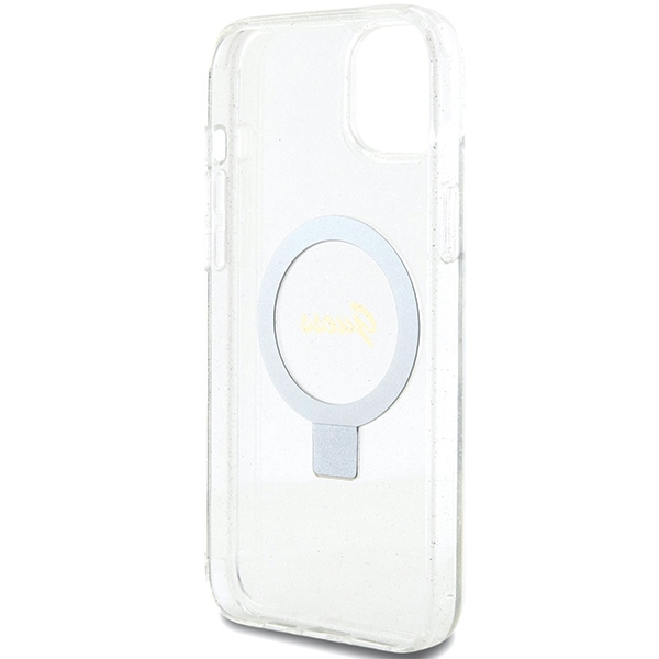 iTok webáruház - Guess Guess GUHMP15MHRSGSD Ring Stand Script Glitter MagSafe tok iPhone 15 Plus / 14 Plus készülékhez 7 Guess GUHMP15MHRSGSD iPhone 15 Plus / 14 Plus 6.7" transparent/transparent hardcase Ring Stand Script Glitter MagSafe