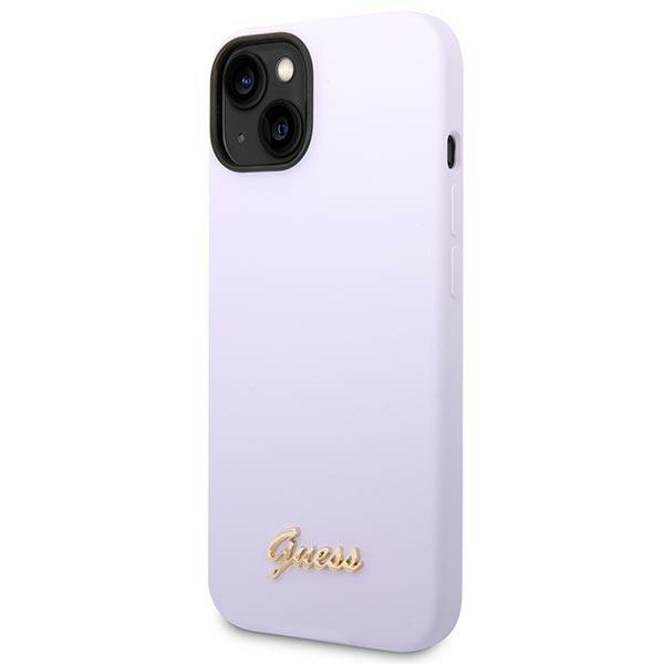 iTok webáruház - Guess Guess Silicone Vintage Gold Logo szilikon tok iPhone 14 / 15 Plus készülékhez (lila) 2 Guess Silicone Vintage Gold Logo Case for iPhone 14 / 15 Plus (lila)