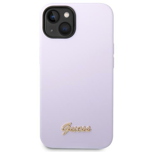 iTok webáruház - Guess Guess Silicone Vintage Gold Logo szilikon tok iPhone 14 / 15 Plus készülékhez (lila) 3 Guess Silicone Vintage Gold Logo Case for iPhone 14 / 15 Plus (lila)