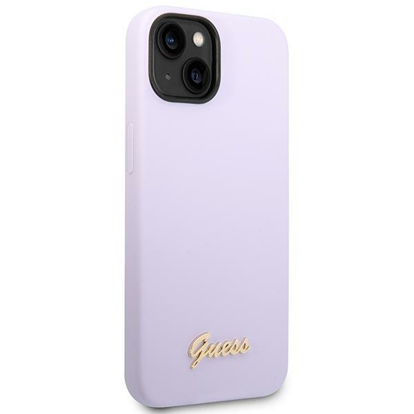 iTok webáruház - Guess Guess Silicone Vintage Gold Logo szilikon tok iPhone 14 / 15 Plus készülékhez (lila) 4 Guess Silicone Vintage Gold Logo Case for iPhone 14 / 15 Plus (lila)