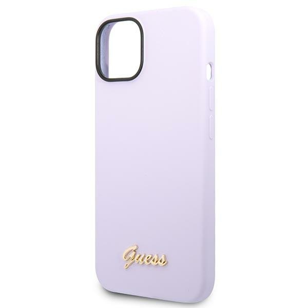 iTok webáruház - Guess Guess Silicone Vintage Gold Logo szilikon tok iPhone 14 / 15 Plus készülékhez (lila) 6 Guess Silicone Vintage Gold Logo Case for iPhone 14 / 15 Plus (lila)