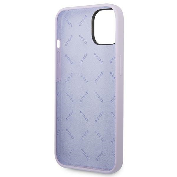 iTok webáruház - Guess Guess Silicone Vintage Gold Logo szilikon tok iPhone 14 / 15 Plus készülékhez (lila) 7 Guess Silicone Vintage Gold Logo Case for iPhone 14 / 15 Plus (lila)