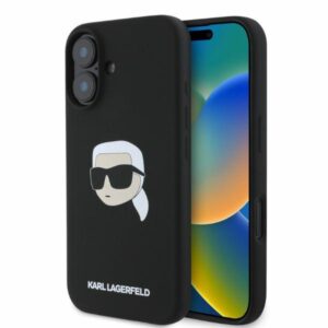 Karl Lagerfeld Silicone Karl Head Print MagSafe tok iPhone 16 készülékhez (fekete)