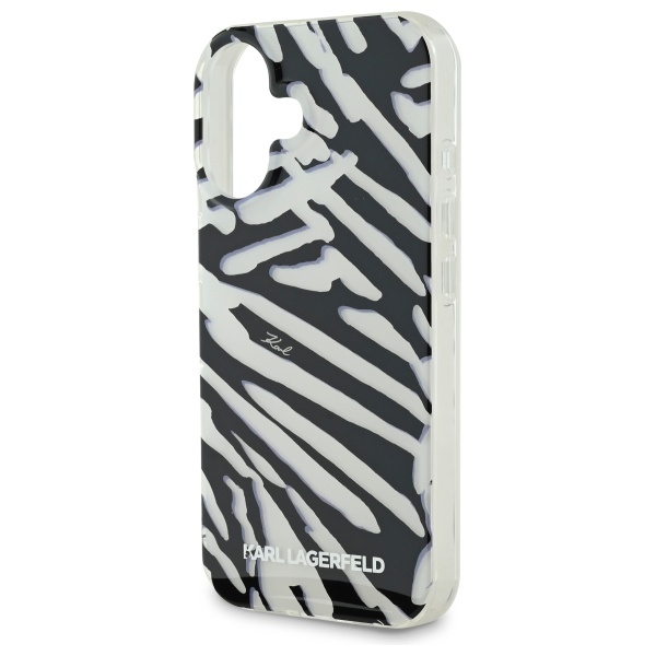 iTok webáruház - Karl Lagerfeld Karl Lagerfeld IML Zebra mintás és pántos tok iPhone 16-hoz (fekete) 5 Karl Lagerfeld IML Zebra Pattern & Cord iPhone 16 Case (fekete)