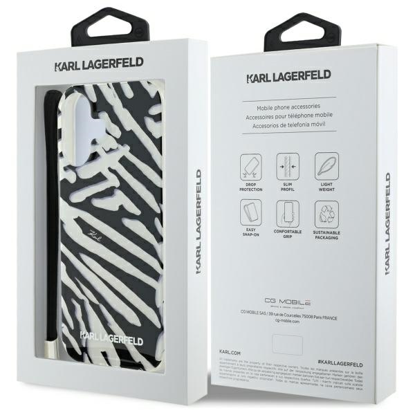 iTok webáruház - Karl Lagerfeld Karl Lagerfeld IML Zebra mintás és pántos tok iPhone 16-hoz (fekete) 7 Karl Lagerfeld IML Zebra Pattern & Cord iPhone 16 Case (fekete)
