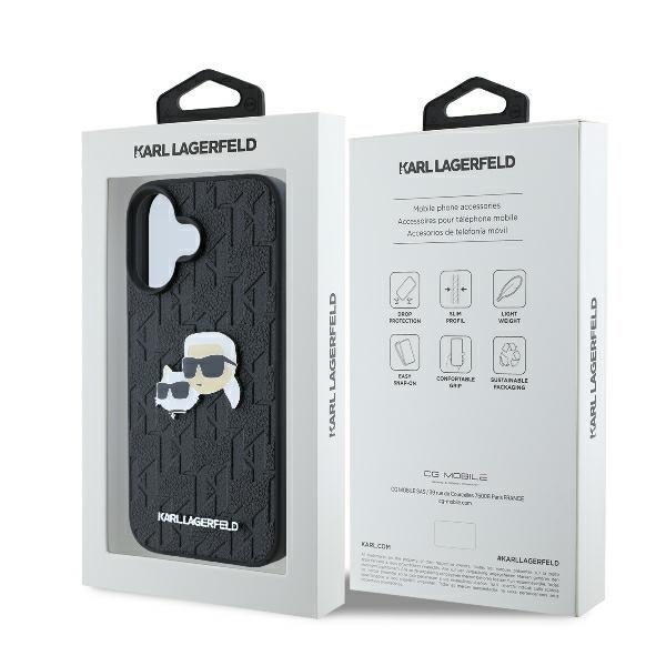 iTok webáruház - Karl Lagerfeld Karl Lagerfeld Monogram Karl & Choupette Head Pin tok iPhone 16-hoz (fekete) 8 Karl Lagerfeld Monogram Karl & Choupette Head Pin iPhone 16 Case (fekete)