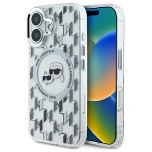 Karl Lagerfeld IML Monogram Karl & Choupette Head MagSafe tok iPhone 16 készülékhez (átlátszó)