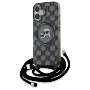 Karl Lagerfeld IML Crossbody Monogram Karl & Choupette Head MagSafe iPhone 16 tok (fekete)