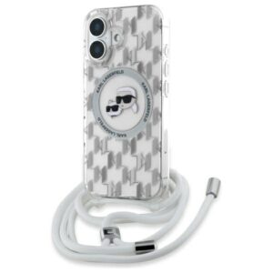 Karl Lagerfeld IML Crossbody Monogram Karl & Choupette Head MagSafe tok iPhone 16-hoz (átlátszó)