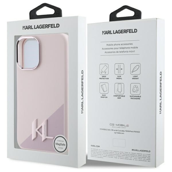 iTok webáruház - Karl Lagerfeld Karl Lagerfeld Silicone Shadow Metal Initial MagSafe iPhone 16 tok – rózsaszín (rózsaszín) 8 Karl Lagerfeld Silicone Shadow Metal Initial MagSafe iPhone 16 Case (rózsaszín)