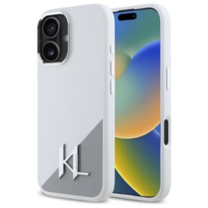 Karl Lagerfeld Silicone Initial Metal Logo MagSafe tok iPhone 16 készülékhez (fehér)