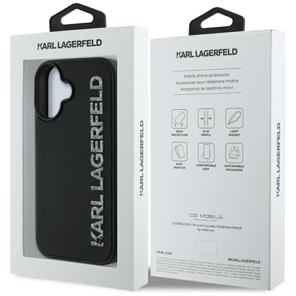 iTok webáruház - Karl Lagerfeld Karl Lagerfeld HC 3D Rubber Elongated Glitter tok iPhone 16 készülékhez (fekete) 8 Karl Lagerfeld HC 3D Rubber Elongated Glitter iPhone 16 Case (fekete)