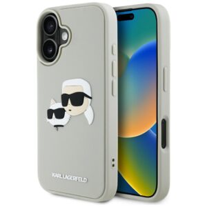 Karl Lagerfeld HC 3D Rubber Double Heads tok iPhone 16 készülékhez (bézs)