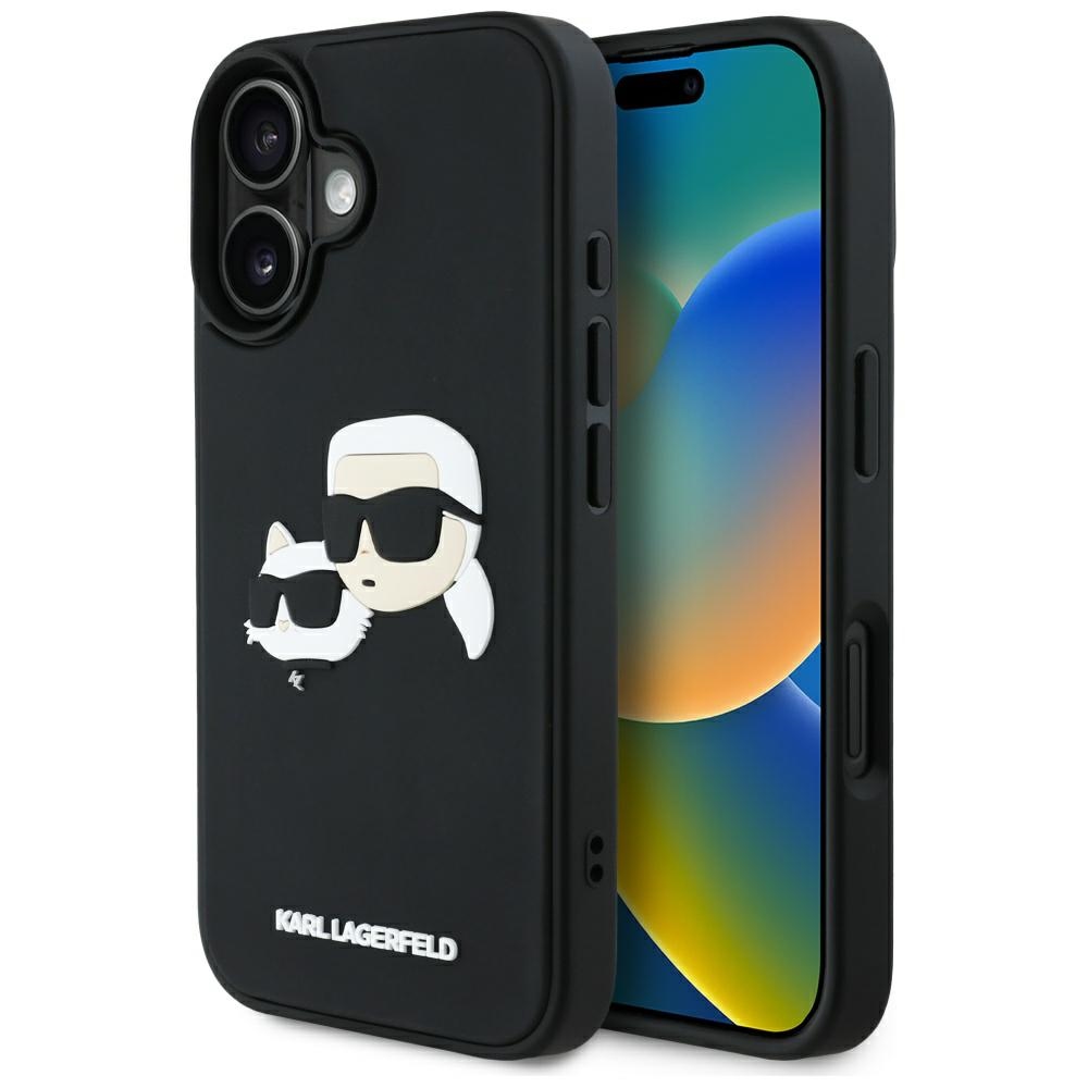 iTok webáruház - Karl Lagerfeld Karl Lagerfeld HC 3D Rubber Double Heads tok iPhone 16 készülékhez (fekete) 1 Karl Lagerfeld HC 3D Rubber Double Heads iPhone 16 Case (fekete)