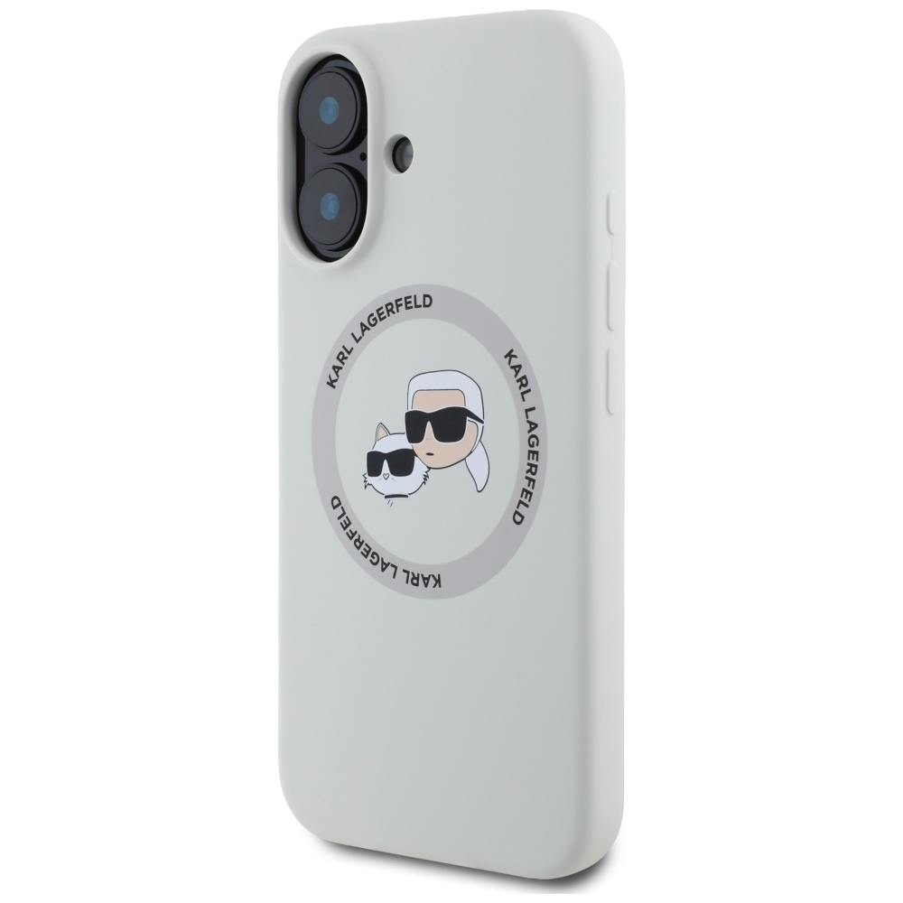 iTok webáruház - Karl Lagerfeld Karl Lagerfeld Silicone Double Heads And Circle MagSafe szilikon tok iPhone 16 készülékhez, bézs 2 Karl Lagerfeld Silicone Double Heads And Circle MagSafe case for iPhone 16 beige