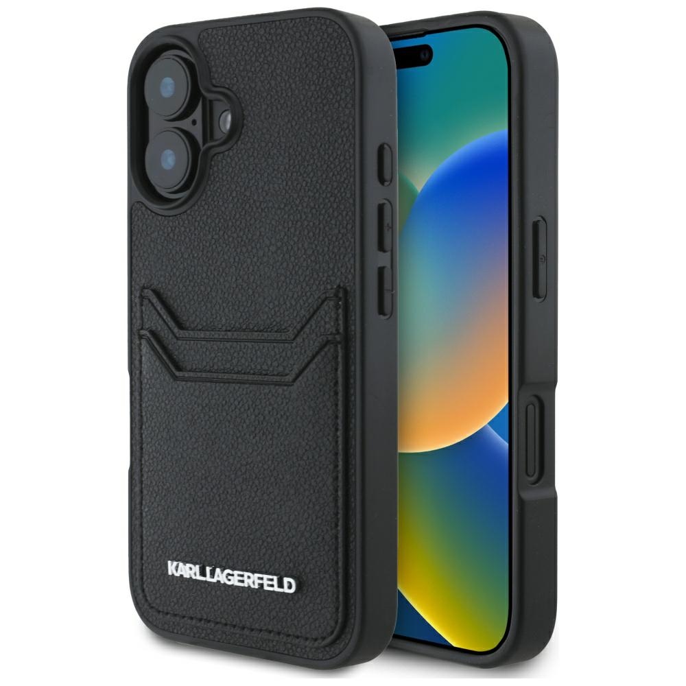 iTok webáruház - Karl Lagerfeld Karl Lagerfeld HC Grained PU Cardslot Metal Elong tok iPhone 16 készülékhez (fekete) 1 Karl Lagerfeld HC Grained PU Cardslot Metal Elong iPhone 16 Case (fekete)