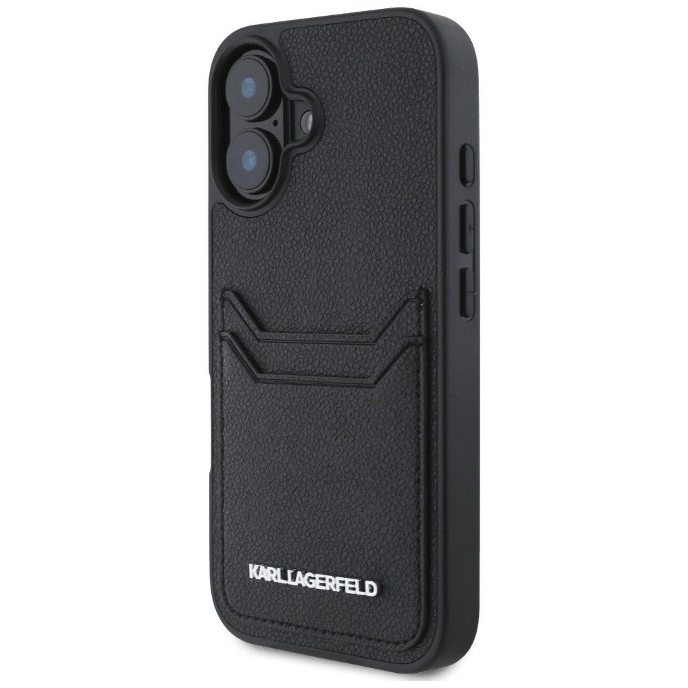 iTok webáruház - Karl Lagerfeld Karl Lagerfeld HC Grained PU Cardslot Metal Elong tok iPhone 16 készülékhez (fekete) 2 Karl Lagerfeld HC Grained PU Cardslot Metal Elong iPhone 16 Case (fekete)
