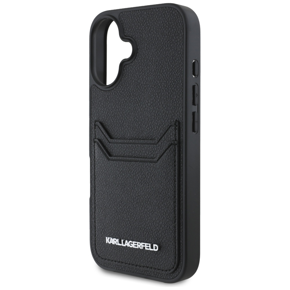 iTok webáruház - Karl Lagerfeld Karl Lagerfeld HC Grained PU Cardslot Metal Elong tok iPhone 16 készülékhez (fekete) 6 Karl Lagerfeld HC Grained PU Cardslot Metal Elong iPhone 16 Case (fekete)