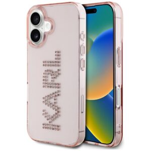 Karl Lagerfeld IML Rhinestones Logo tok iPhone 16 készülékhez (rózsaszín)