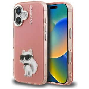 Karl Lagerfeld IML Aquarelle Choupette & Logo iPhone 16 tok (rózsaszín)