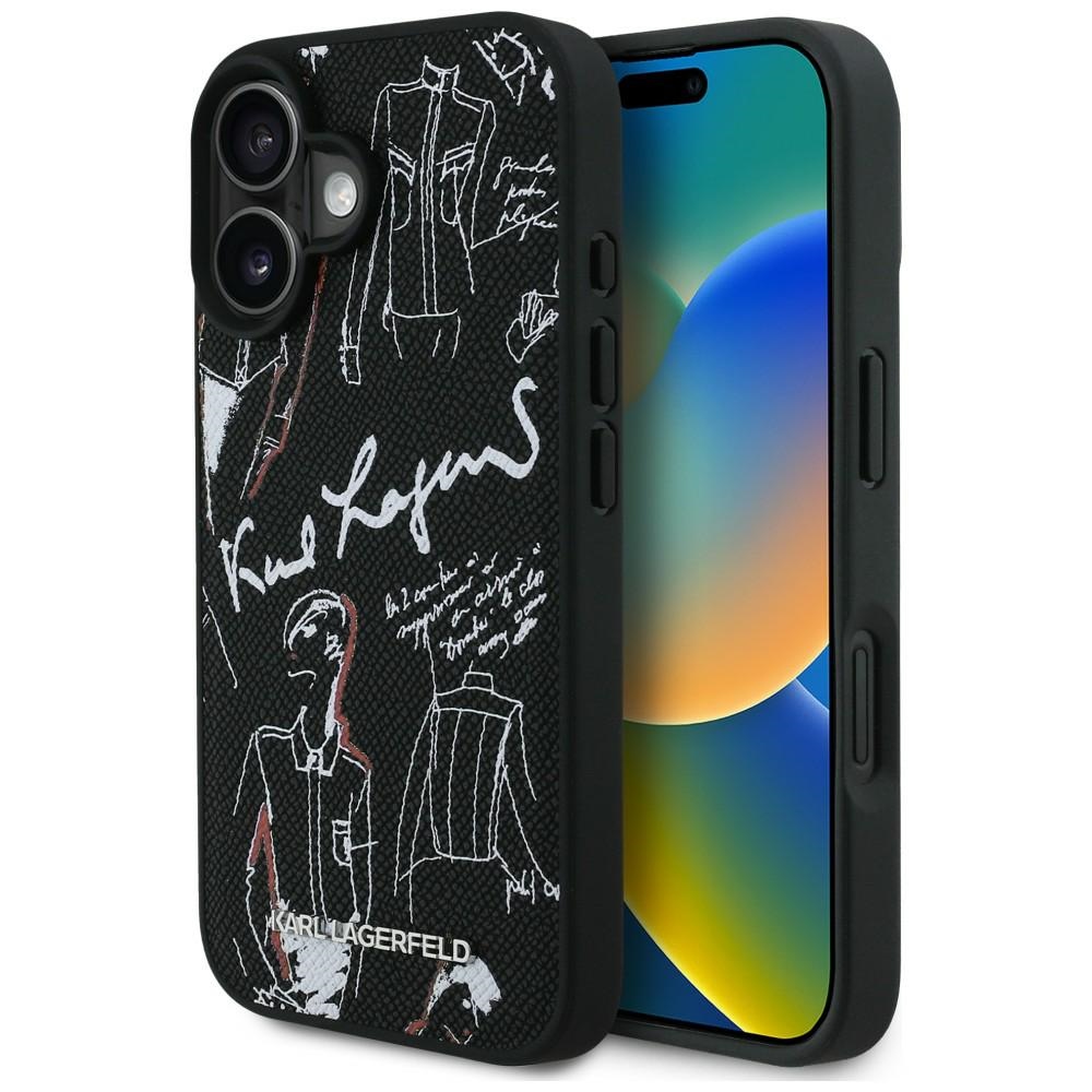 iTok webáruház - Karl Lagerfeld Karl Lagerfeld Grained Pattern & Logo MagSafe tok iPhone 16 készülékhez (fekete) 1 Karl Lagerfeld Grained Pattern & Logo MagSafe Case for iPhone 16 (fekete)