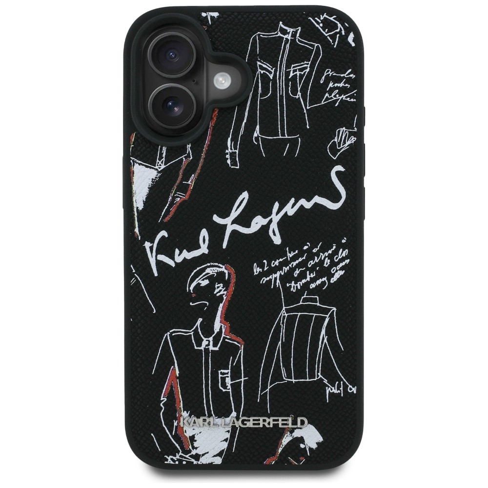 iTok webáruház - Karl Lagerfeld Karl Lagerfeld Grained Pattern & Logo MagSafe tok iPhone 16 készülékhez (fekete) 3 Karl Lagerfeld Grained Pattern & Logo MagSafe Case for iPhone 16 (fekete)
