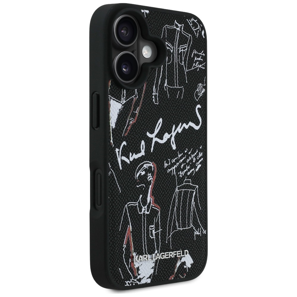 iTok webáruház - Karl Lagerfeld Karl Lagerfeld Grained Pattern & Logo MagSafe tok iPhone 16 készülékhez (fekete) 4 Karl Lagerfeld Grained Pattern & Logo MagSafe Case for iPhone 16 (fekete)