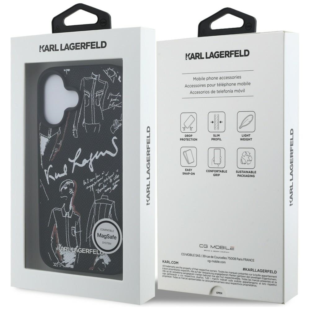 iTok webáruház - Karl Lagerfeld Karl Lagerfeld Grained Pattern & Logo MagSafe tok iPhone 16 készülékhez (fekete) 8 Karl Lagerfeld Grained Pattern & Logo MagSafe Case for iPhone 16 (fekete)