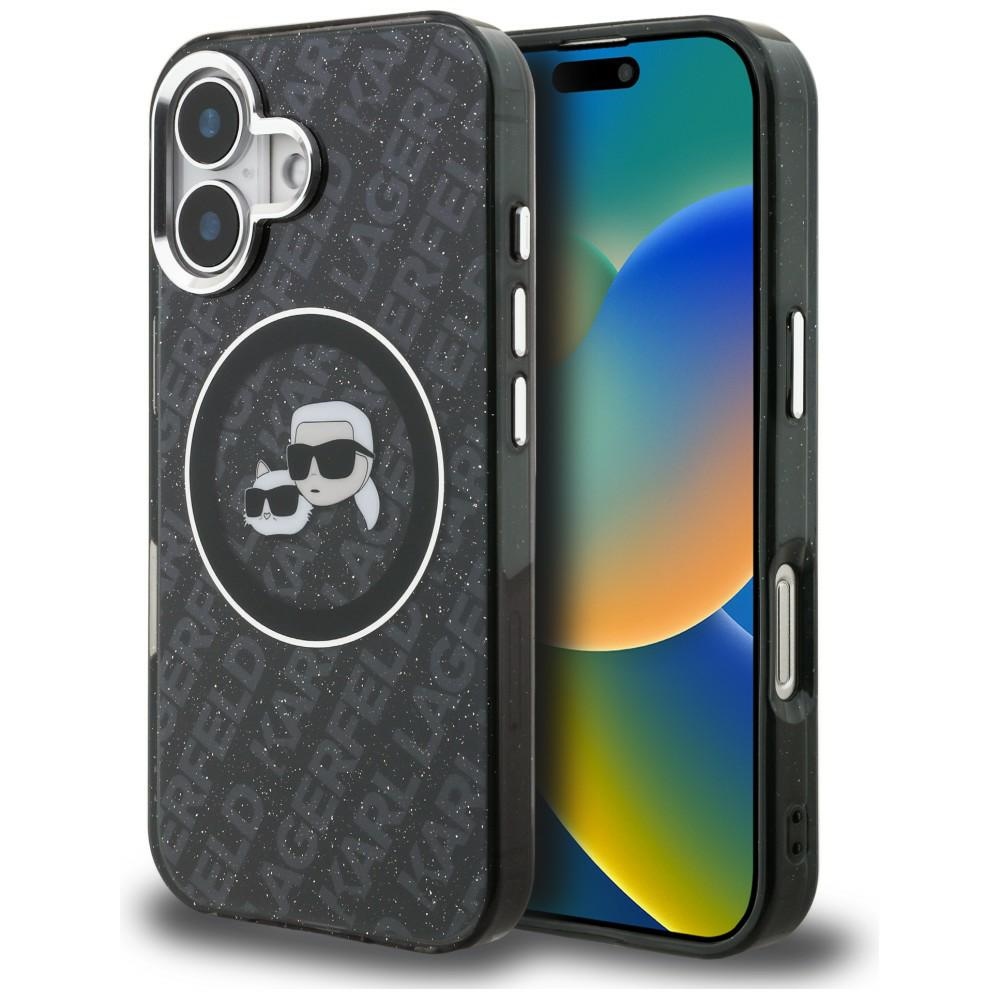iTok webáruház - Karl Lagerfeld Karl Lagerfeld IML Glitter Karl & Choupette Heads Logo MagSafe tok iPhone 16 (fekete) 1 Karl Lagerfeld IML Glitter Karl & Choupette Heads Logo MagSafe Case for iPhone 16 (fekete)