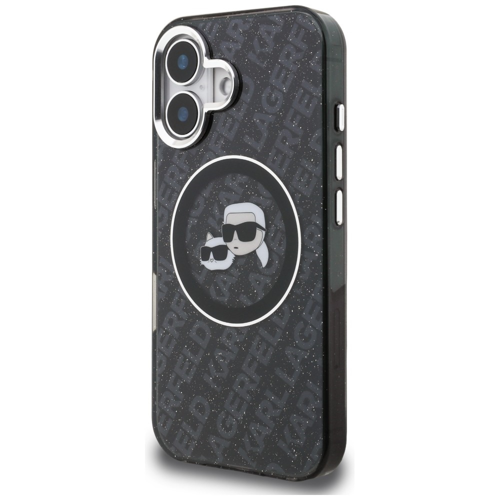 iTok webáruház - Karl Lagerfeld Karl Lagerfeld IML Glitter Karl & Choupette Heads Logo MagSafe tok iPhone 16 (fekete) 2 Karl Lagerfeld IML Glitter Karl & Choupette Heads Logo MagSafe Case for iPhone 16 (fekete)