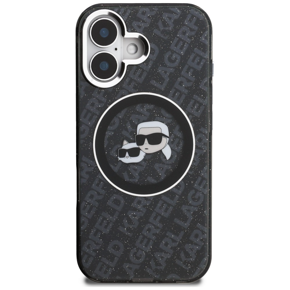 iTok webáruház - Karl Lagerfeld Karl Lagerfeld IML Glitter Karl & Choupette Heads Logo MagSafe tok iPhone 16 (fekete) 3 Karl Lagerfeld IML Glitter Karl & Choupette Heads Logo MagSafe Case for iPhone 16 (fekete)