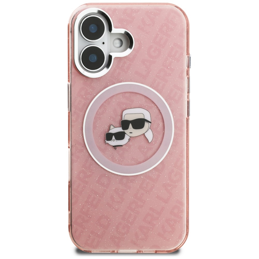 iTok webáruház - Karl Lagerfeld Karl Lagerfeld IML Glitter Karl & Choupette Heads Logo MagSafe tok iPhone 16 készülékhez (rózsaszín) 3 Karl Lagerfeld IML Glitter Karl & Choupette Heads Logo MagSafe iPhone 16 Case (rózsaszín)