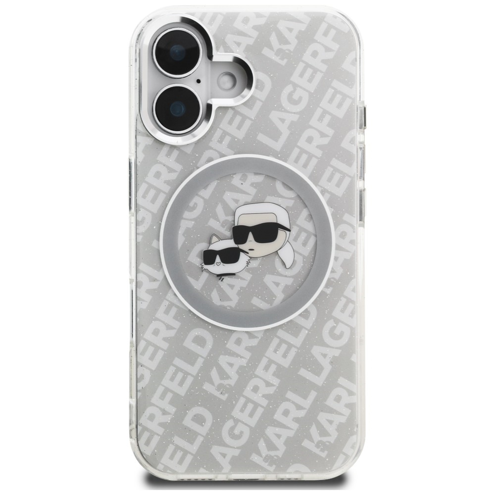 iTok webáruház - Karl Lagerfeld Karl Lagerfeld IML Glitter Karl & Choupette Heads Logo MagSafe tok iPhone 16 készülékhez (szürke) 3 Karl Lagerfeld IML Glitter Karl & Choupette Heads Logo MagSafe iPhone 16 Case (szürke)