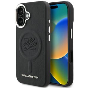 Karl Lagerfeld Initial & Metal Logo MagSafe tok iPhone 16-hoz (fekete)