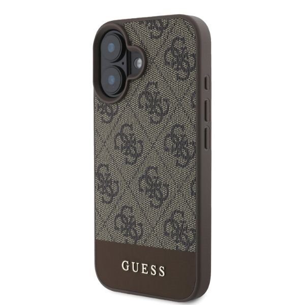iTok webáruház - Guess Guess 4G Bottom Stripe iPhone 16 tok (barna) 2 Guess 4G Bottom Stripe iPhone 16 Case (barna)
