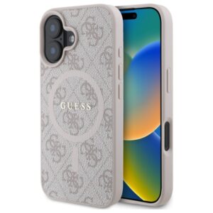 Guess 4G Ring Classic Logo MagSafe iPhone 16 tok – rózsaszín (rózsaszín)