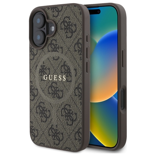 iTok webáruház - Guess Guess 4G Ring Classic Logo MagSafe iPhone 16 tok (barna) 1 Guess 4G Ring Classic Logo MagSafe iPhone 16 Case (barna)