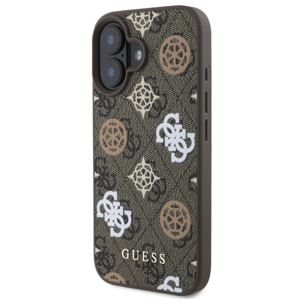 iTok webáruház - Guess Guess Peony On 4G Background MagSafe tok iPhone 16 készülékhez (barna) 2 Guess Peony On 4G Background MagSafe case for iPhone 16 (barna)