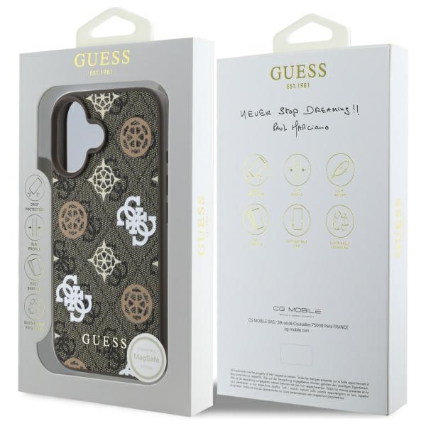 iTok webáruház - Guess Guess Peony On 4G Background MagSafe tok iPhone 16 készülékhez (barna) 8 Guess Peony On 4G Background MagSafe case for iPhone 16 (barna)