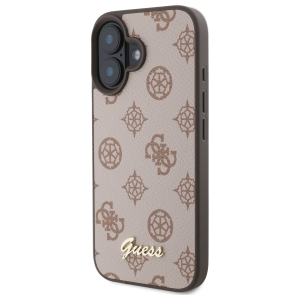 iTok webáruház - Guess Guess Peony Script MagSafe iPhone 16 tok – barna (barna) 2 Guess Peony Script MagSafe iPhone 16 Case (barna)