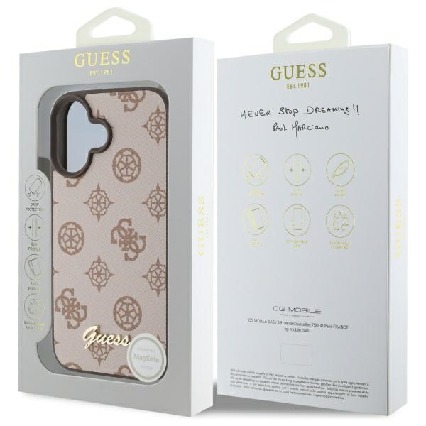 iTok webáruház - Guess Guess Peony Script MagSafe iPhone 16 tok – barna (barna) 8 Guess Peony Script MagSafe iPhone 16 Case (barna)