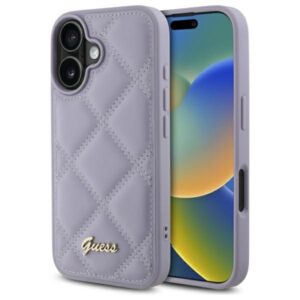 Guess Quilted Metal Logo tok iPhone 16-hoz (világoslila)