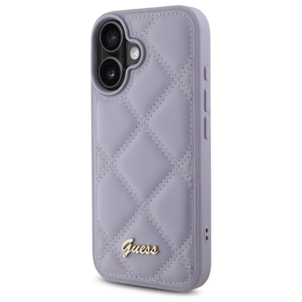 iTok webáruház - Guess Guess Quilted Metal Logo tok iPhone 16-hoz (világoslila) 2 Guess Quilted Metal Logo case for iPhone 16 (világoslila)