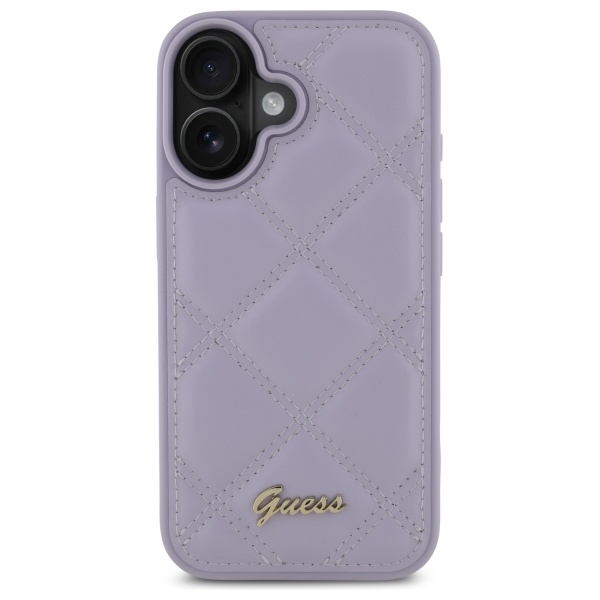iTok webáruház - Guess Guess Quilted Metal Logo tok iPhone 16-hoz (világoslila) 3 Guess Quilted Metal Logo case for iPhone 16 (világoslila)