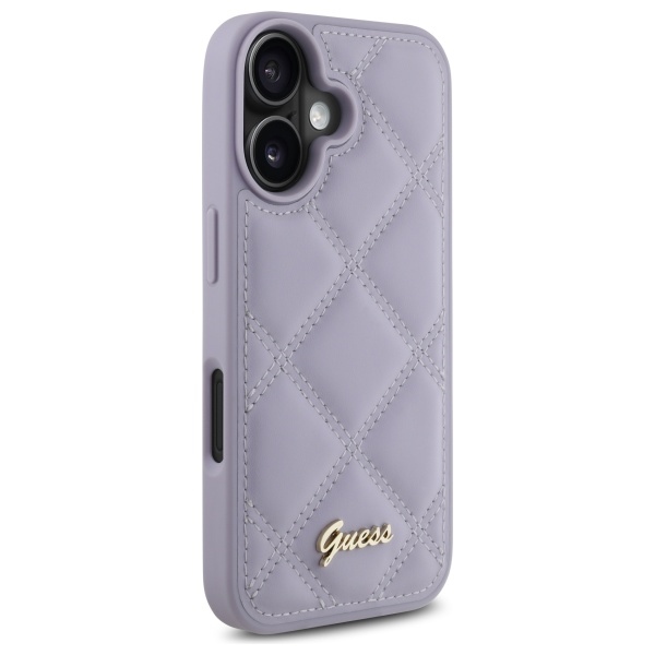 iTok webáruház - Guess Guess Quilted Metal Logo tok iPhone 16-hoz (világoslila) 4 Guess Quilted Metal Logo case for iPhone 16 (világoslila)