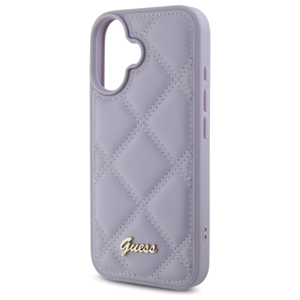 iTok webáruház - Guess Guess Quilted Metal Logo tok iPhone 16-hoz (világoslila) 6 Guess Quilted Metal Logo case for iPhone 16 (világoslila)