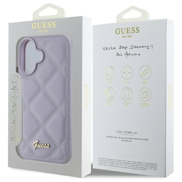 iTok webáruház - Guess Guess Quilted Metal Logo tok iPhone 16-hoz (világoslila) 8 Guess Quilted Metal Logo case for iPhone 16 (világoslila)