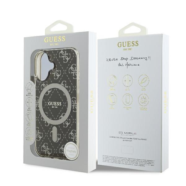 iTok webáruház - Guess Guess IML 4G Background MagSafe tok iPhone 16 készülékhez (barna) 8 Guess IML 4G Background MagSafe iPhone 16 Case (barna)