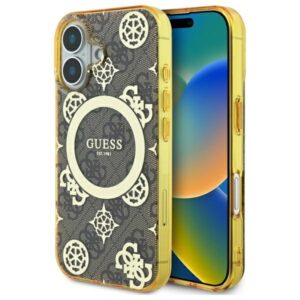 Guess IML Peony On 4G Background MagSafe iPhone 16 tok (barna)