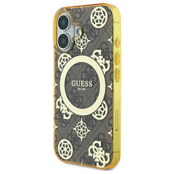 iTok webáruház - Guess Guess IML Peony On 4G Background MagSafe iPhone 16 tok (barna) 2 Guess IML Peony On 4G Background MagSafe iPhone 16 Case (barna)